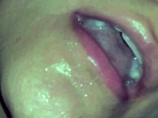 she savors fresh cum dripping down