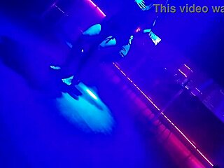 Gogo dancer seduces married brunette with dance and dress-climbing