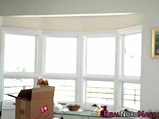 Kinky blonde babe fucked doggystyle during nuru massage