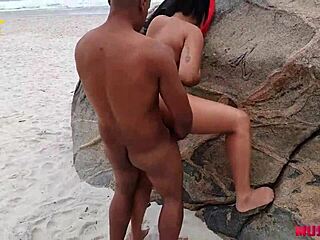 Voluptuous black woman explores nude beaches in Brazil's January