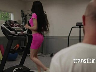 Ariel Demure is a hot tranny who gets a surprise dick in the gym
