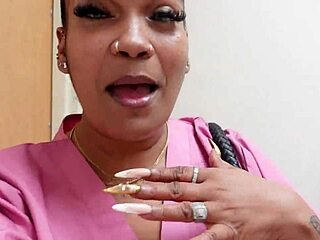 Thickpaws, a Latina with a sexy black ass and a clit piercing gets horny at work