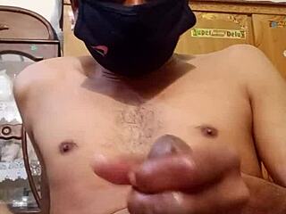 sexy gay muslim boy oils up for intense masturbation session.