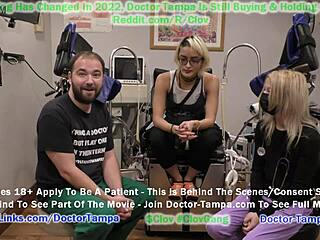 Doctor Tampa examines Channy Crossfire in humiliating sophomore gyno check at university