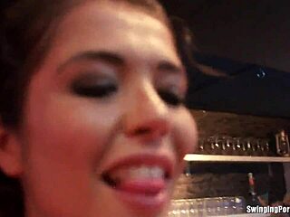 Beautiful girls dance and give each other blow jobs and fuck in a group