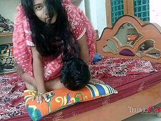 Married Telugu Indian couple in romantic desi sex with wife taking cum. Their wedding night turns wild.