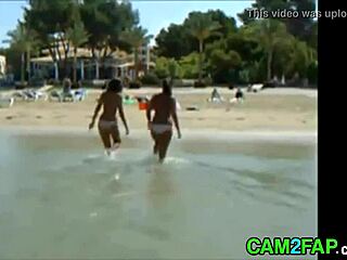 Teens Show Great Tits at Beach