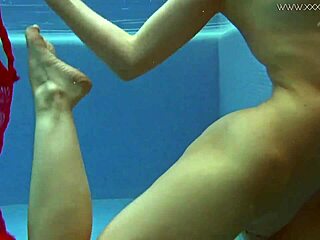 Watch Lina Mercury Swim in Red Lingerie Underwater