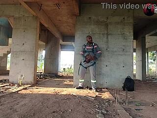 Masturbating Hidden at Construction Site in Public View